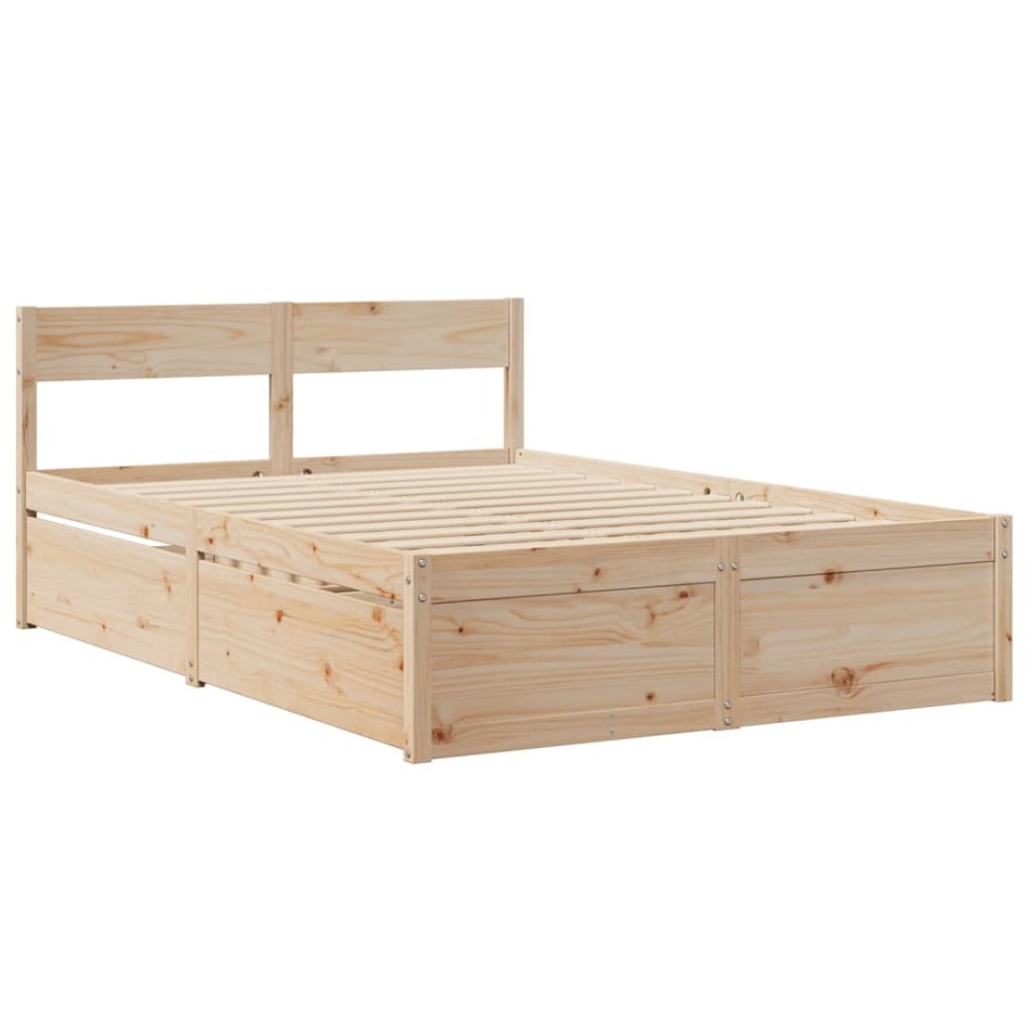 Estructura de cama sin colchón madera maciza de pino 120x190