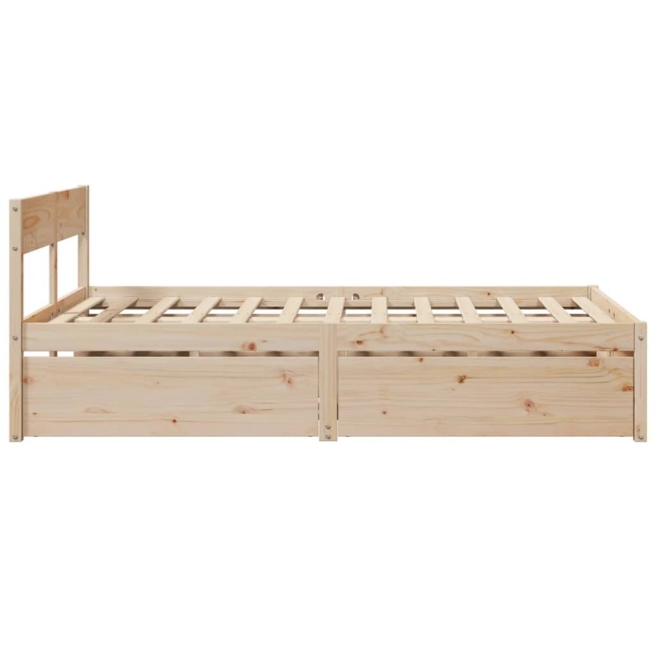 Estructura de cama sin colchón madera maciza de pino 120x190