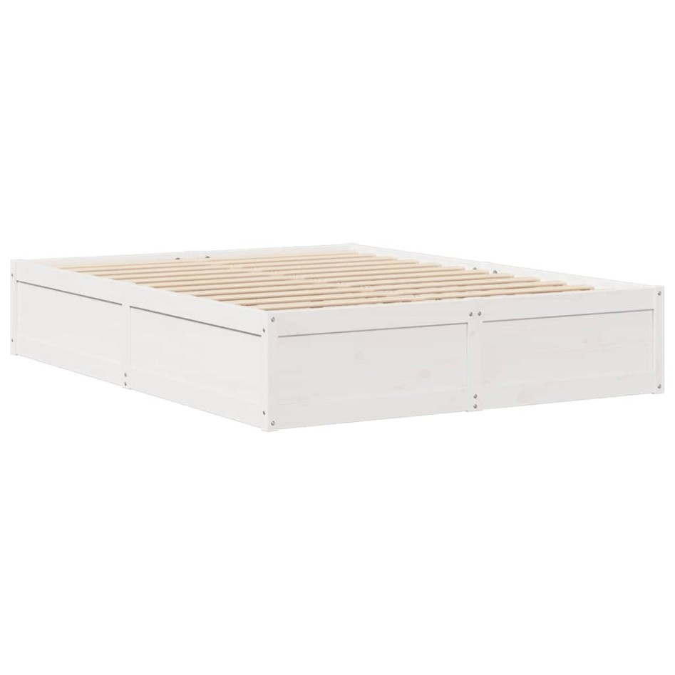 Estructura de cama sin colchón madera de pino blanca 140x200