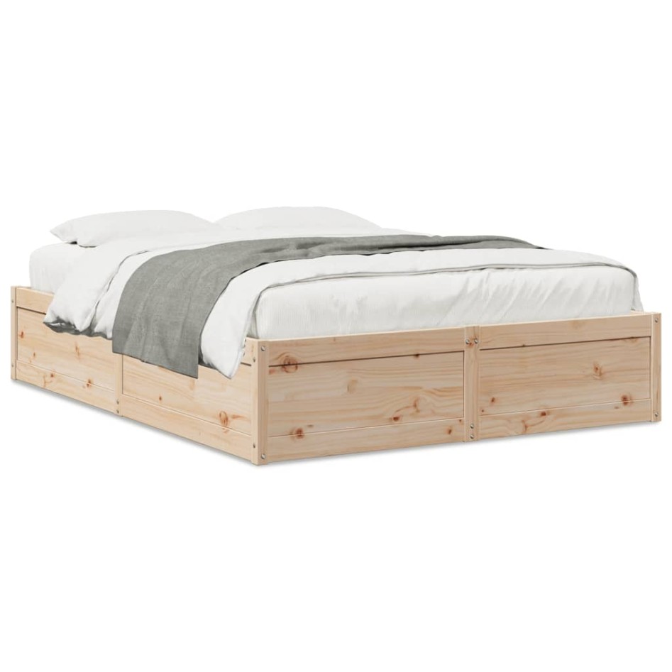Estructura de cama sin colchón madera maciza de pino 140x190