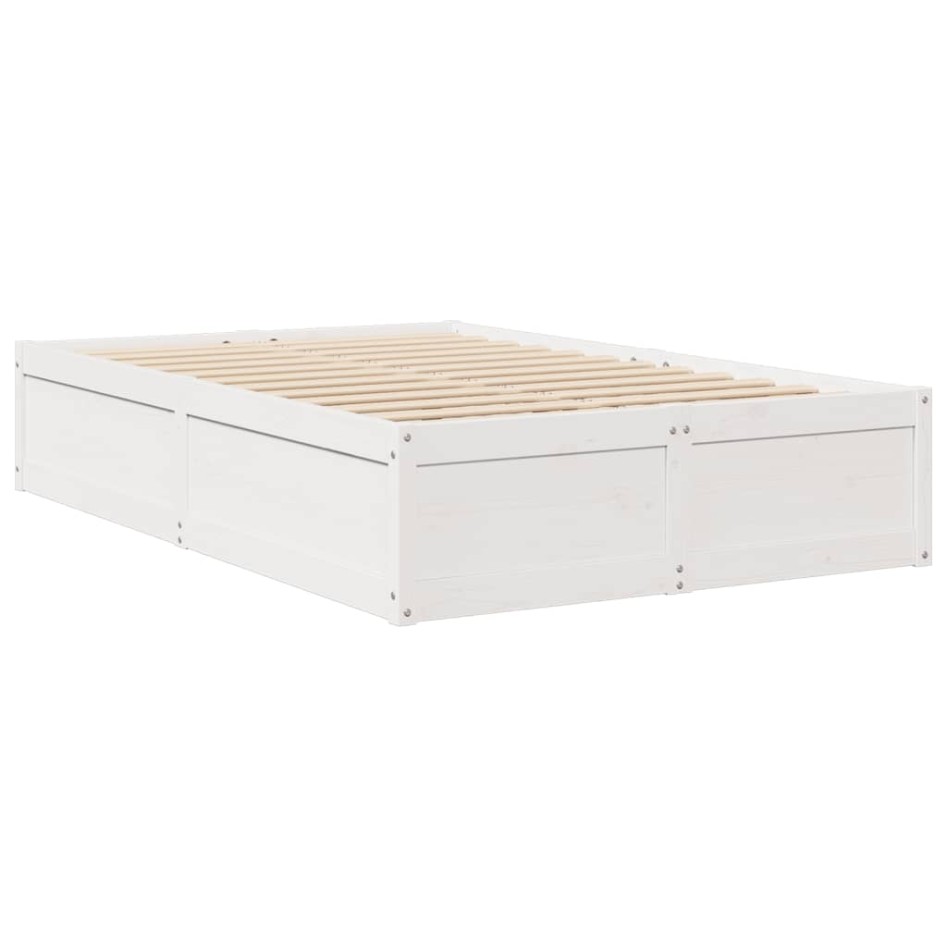 Estructura de cama sin colchón madera maciza blanca 120x190