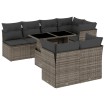 Set de sofás de jardín y cojines 8 piezas ratán sintético gris