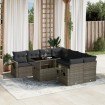 Set de muebles de jardín 9 pzas y cojines ratán sintético gris