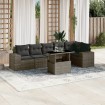 Set de sofás de jardín 7 pzas con cojines ratán sintético gris