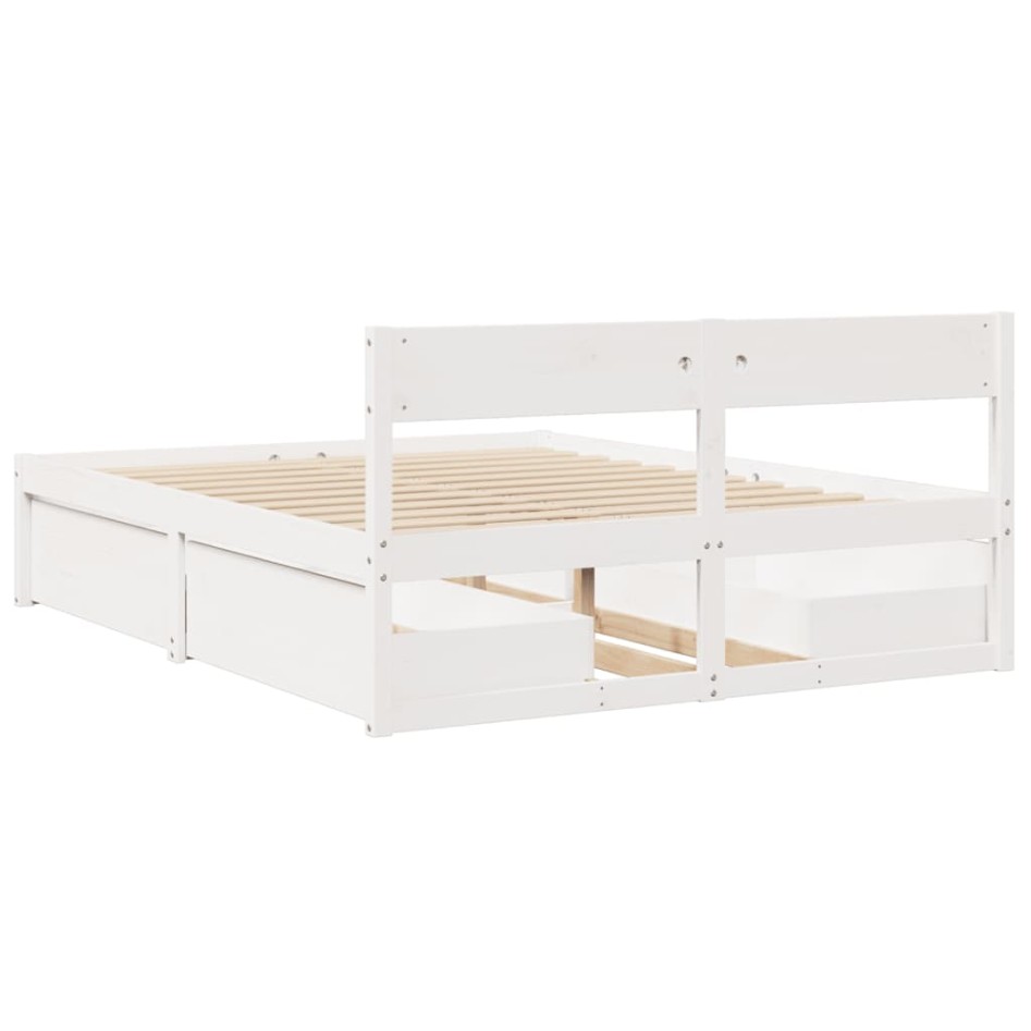 Estructura de cama sin colchón madera maciza de pino 160x200