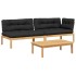 Set de sofás de palets de jardín y cojines 3 pzas madera