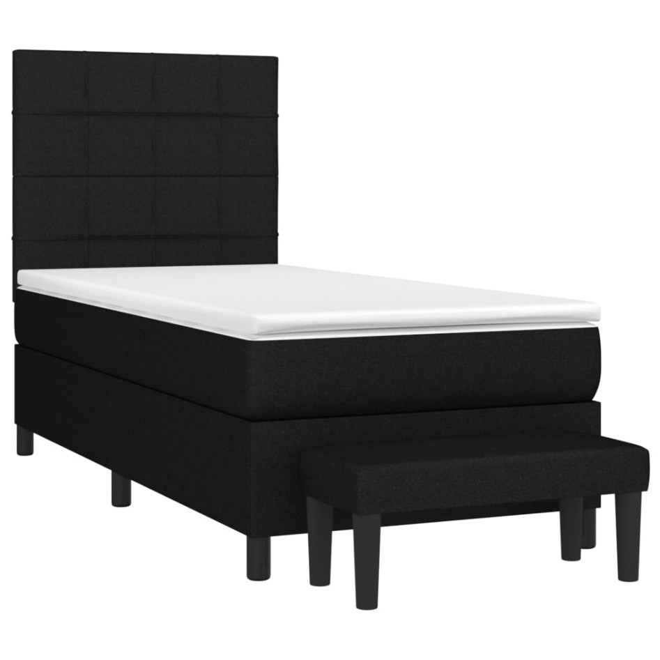 Cama box spring con colchón tela negro 100x200