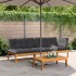 Set de sofás de palets de jardín y cojines 3 pzas madera