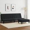 Sofá cama de 2 plazas con taburete terciopelo negro