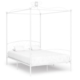 Estructura cama con dosel sin colchón metal blanco 140x200