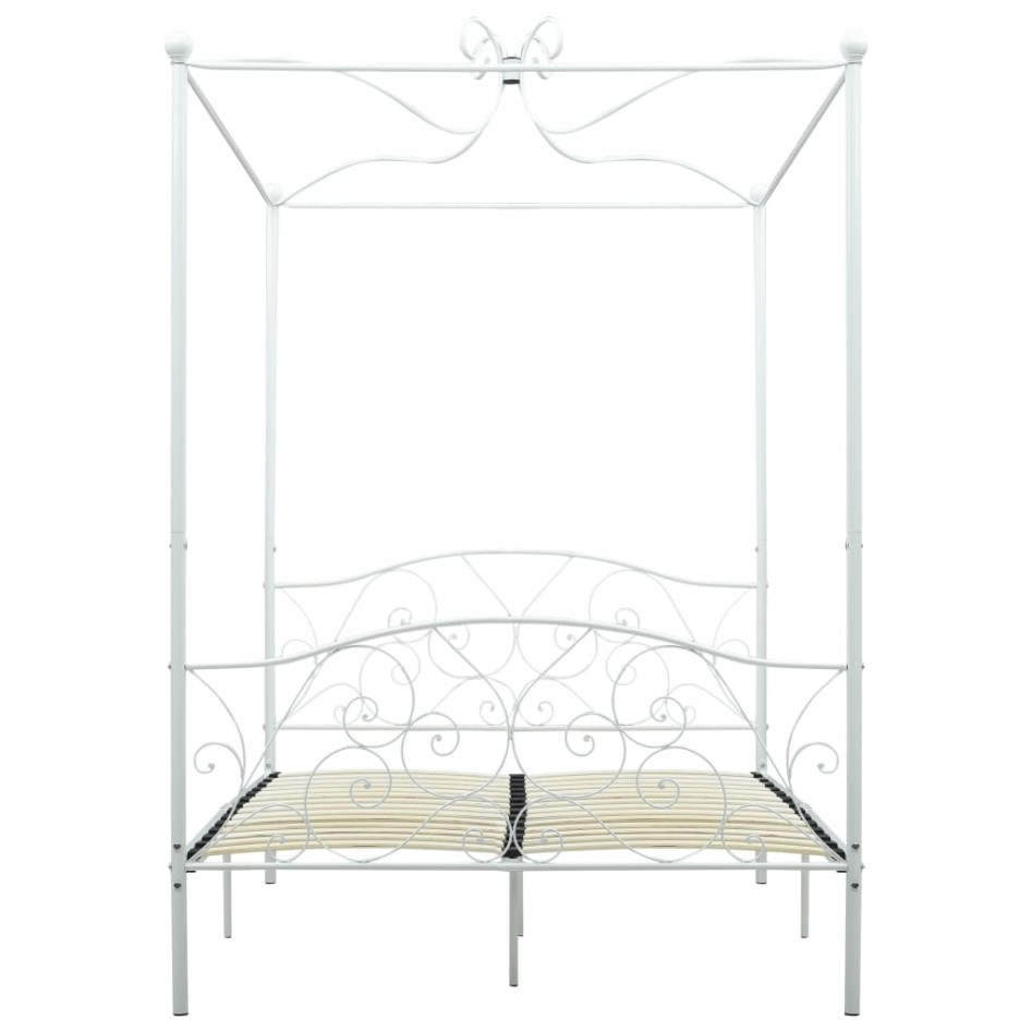 Estructura cama con dosel sin colchón metal blanco 140x200