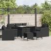 Set de sofás de jardín 6 piezas y cojines ratán sintético negro
