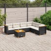 Set de sofás de jardín 7 pzas con cojines ratán sintético negro