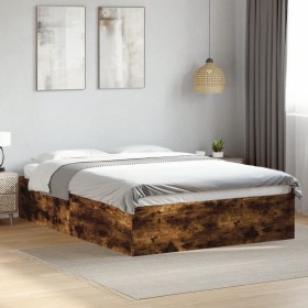 Estructura de cama madera de ingeniería roble ahumado