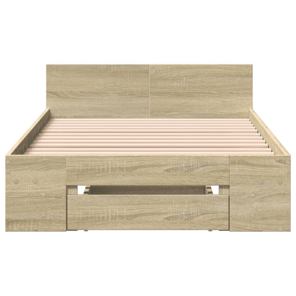 Cama con cajón madera ingeniería roble Sonoma 90x200