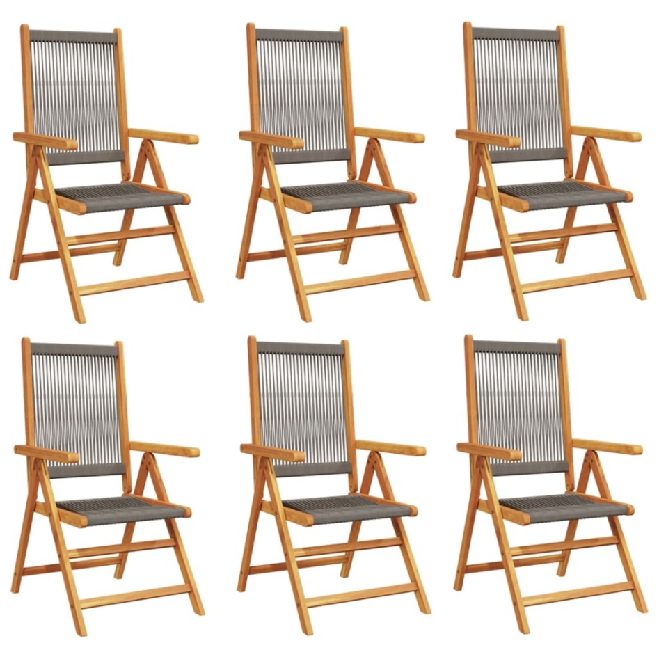 Sillas de jardín reclinables 6 uds madera maciza acacia
