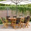 Set de comedor jardín 7 pzas polipropileno madera maciza negro