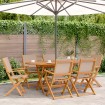 Set de comedor de jardín 7 pzas tela madera maciza gris taupe