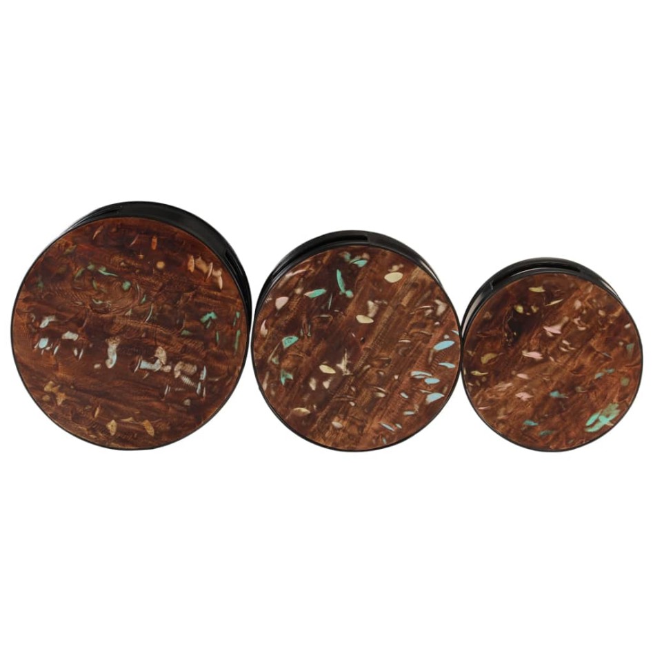 Mesas altas de bar forma tambor 3 uds madera maciza