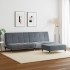 Sofá cama de 2 plazas con taburete terciopelo gris