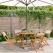 Set de comedor de jardín 5 pzas tela madera maciza beige
