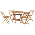 Set de comedor de jardín 5 pzas tela madera maciza