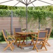 Set de comedor de jardín 5 pzas tela madera maciza antracita