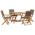 Set de comedor de jardín 5 pzas tela madera maciza