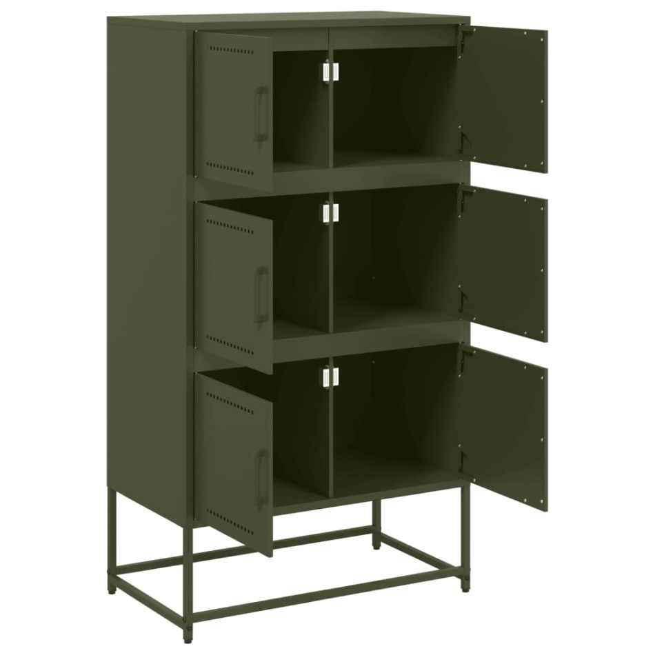 Aparador de acero verde oliva 68,5x38,5x123,5