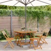 Set de comedor de jardín 5 pzas ratán PE madera maciza beige