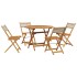 Set de comedor de jardín 5 pzas ratán PE madera maciza