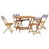 Set de comedor de jardín 5 pzas tela madera maciza azul