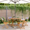 Set de comedor de jardín 5 pzas tela madera maciza azul blanco
