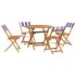 Set de comedor de jardín 5 pzas tela madera maciza azul