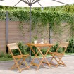 Juego de bistro de 3 piezas polipropileno y madera maciza beige