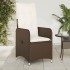 Sillón reclinable de jardín con cojines ratán sintético