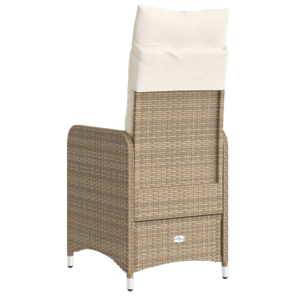 Sillones reclinables de jardín con cojines beige 2 uds ratán