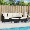 Set de muebles de jardín 5 pzas y cojines ratán sintético negro