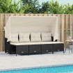 Set de muebles de jardín 5 pzas y cojines ratán sintético negro