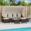 Set comedor de jardín 5 piezas y cojines ratán sintético marrón