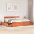 Cama sin colchón madera maciza de pino marrón cera 180x200