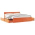 Cama sin colchón madera maciza de pino marrón cera 180x200