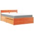 Cama con cajones y colchón madera maciza pino marrón 120x200