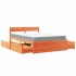 Cama con cajones y colchón madera maciza pino marrón 120x200