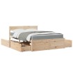 Cama con cajones y colchón madera maciza de pino 120x200 cm