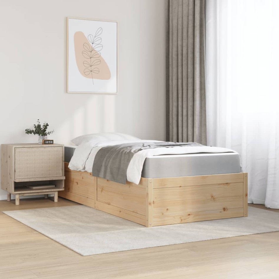 Cama con colchón madera maciza de pino 90x200