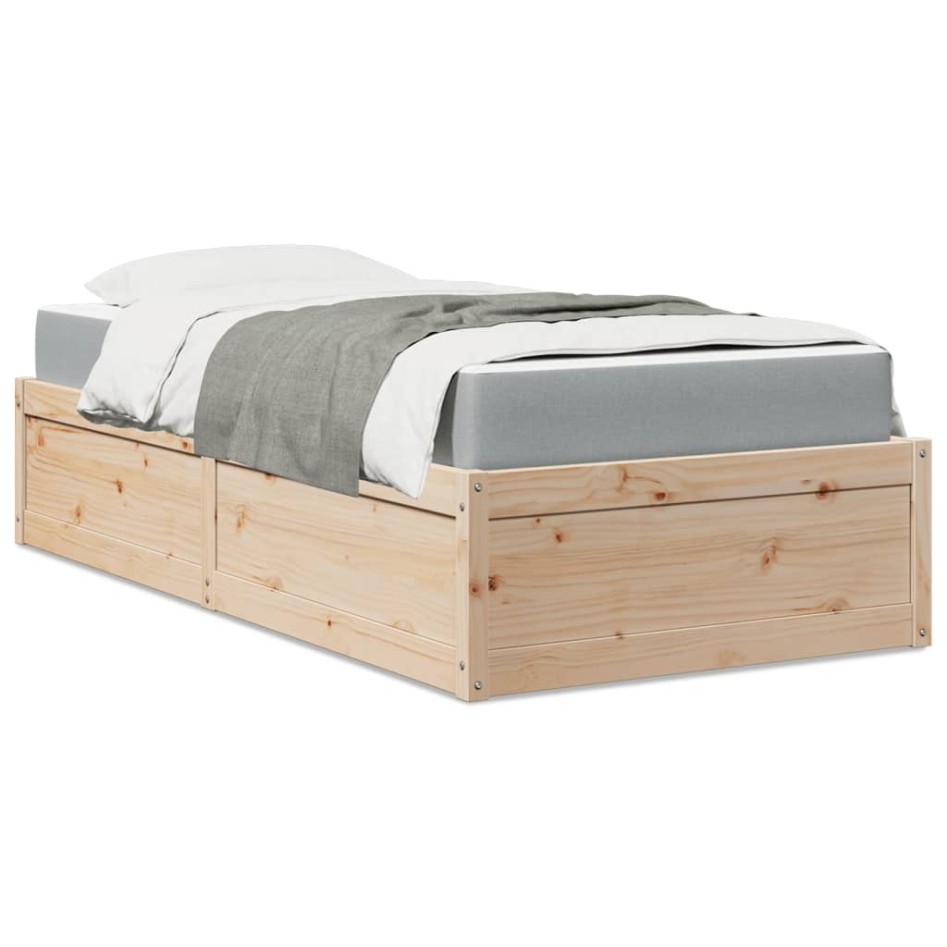 Cama con colchón madera maciza de pino 90x190