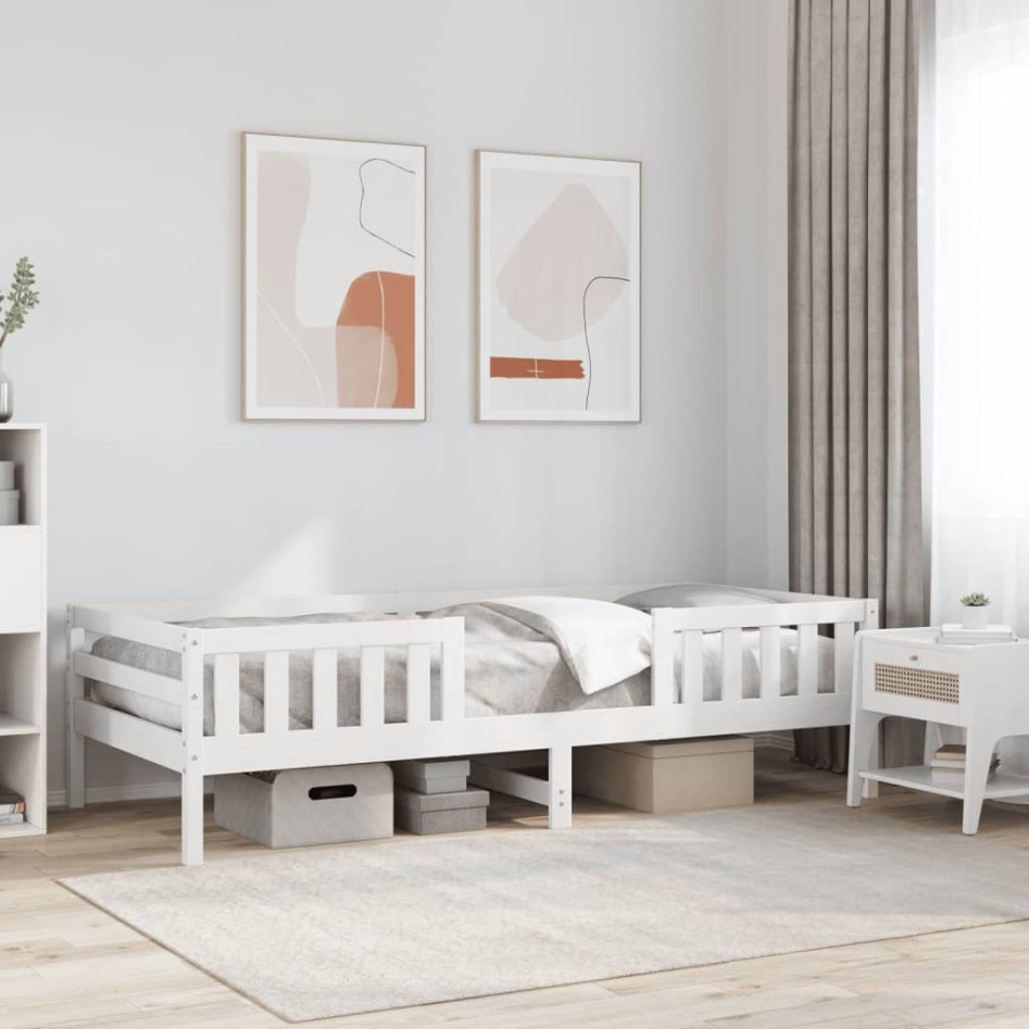 Estructura de cama sin colchón madera de pino blanca 90x200