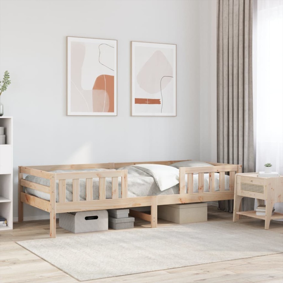 Estructura de cama sin colchón madera maciza de pino 80x200