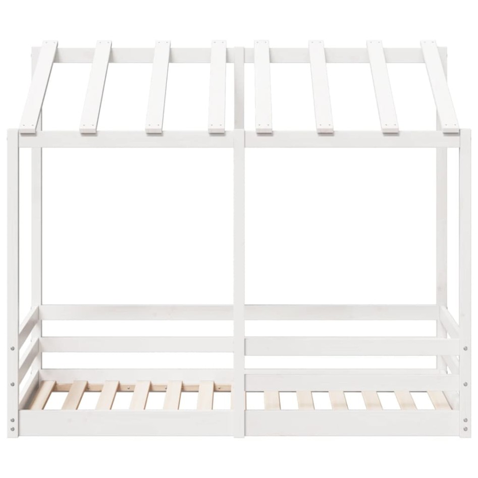Cama infantil con techo madera maciza pino blanco 70x140